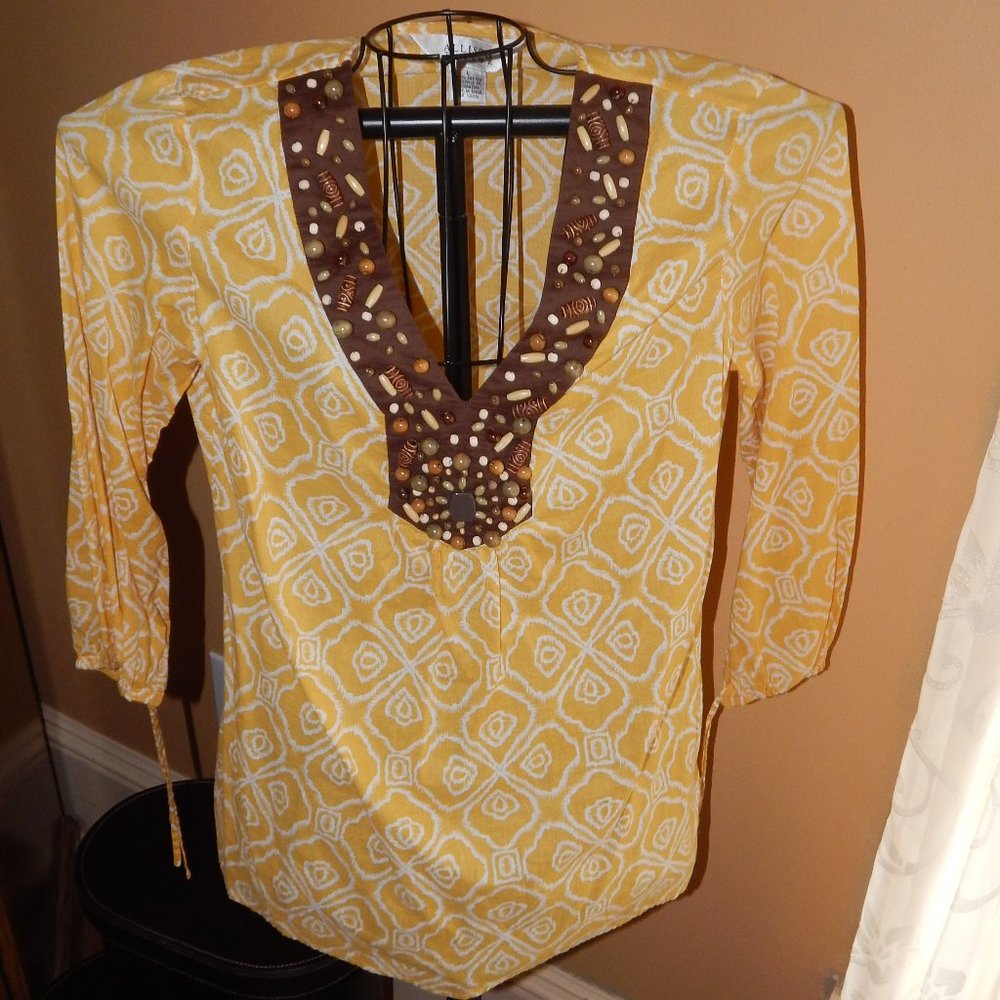 Ladies Allison Taylor tunic - Top - Shirt ~~ Size L -  Decorative Bead Accents
